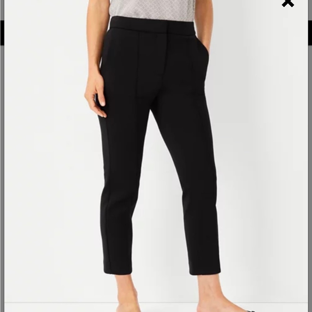 Ann Taylor Pintucked Eva Ankle Black Pant in Double Knit - Never Worn, Tags On